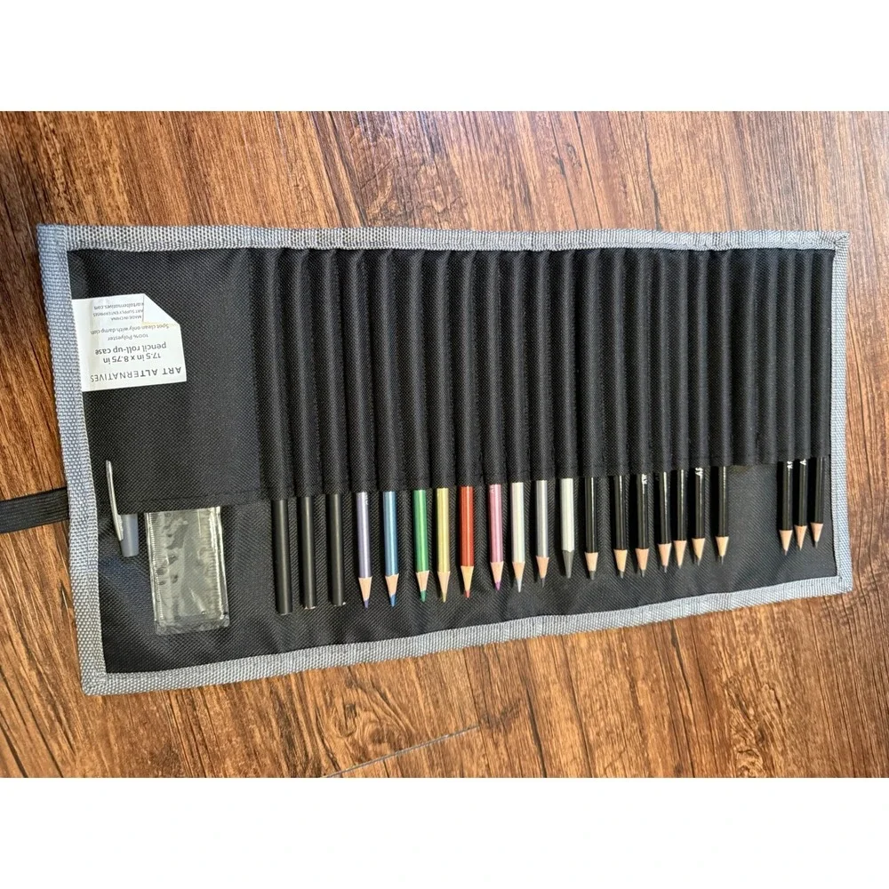 Art Alternatives Black‎ Polyester Pencil Roll-Up Case 17.5 x 8.75 Drawing Wrap